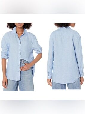 Club Monaco 100% linen  women's  long-sleeve shirt Size L